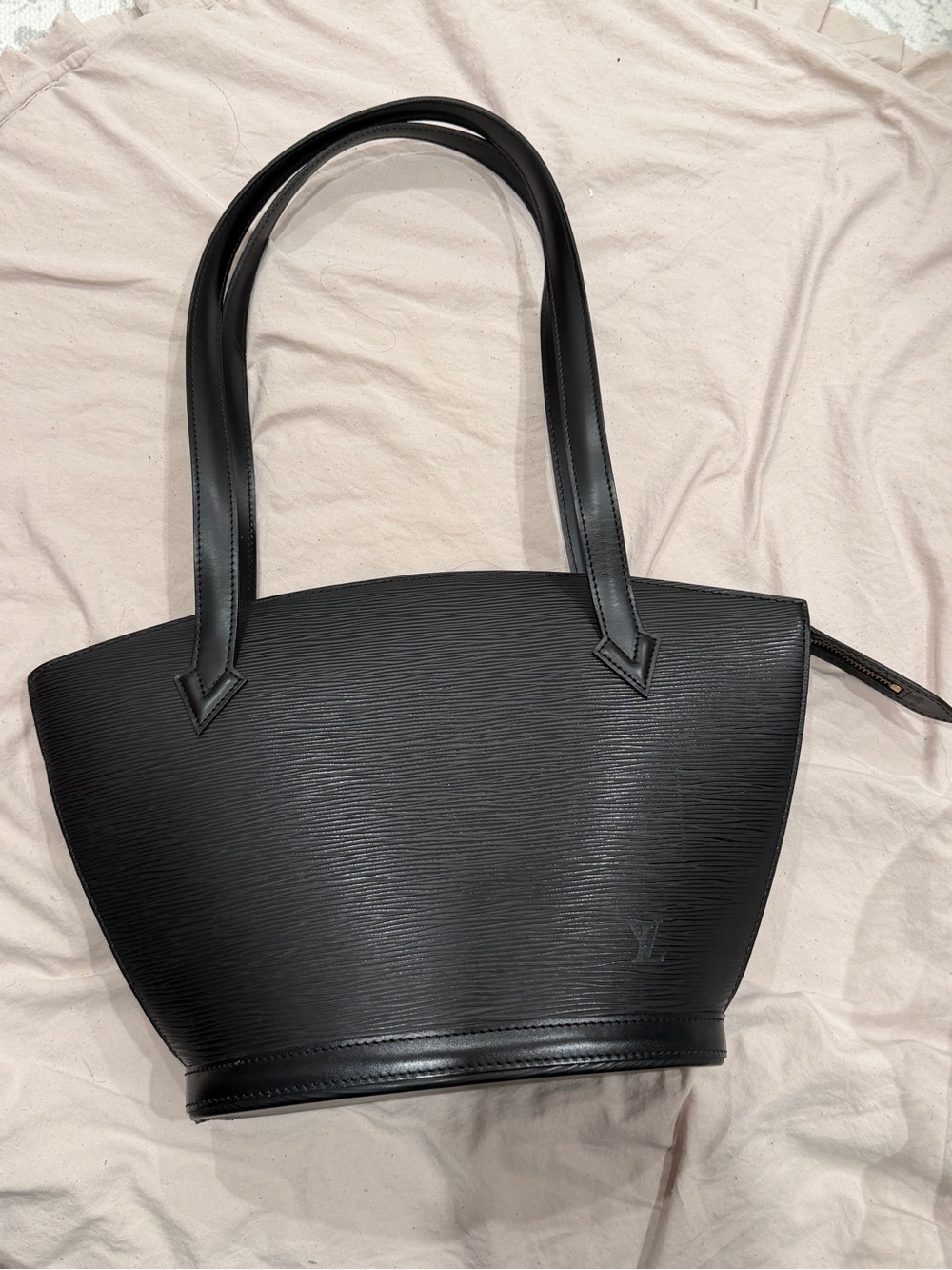 Authentic Louis Vuitton Black EPI leather Saint Jacques PM Shoulder Bag